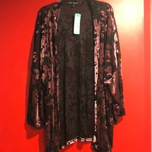 Dressy kimono floral velvet burnout cardigan